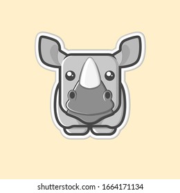 Cute Baby Rhinoceros. Cute Animal Vector Illustration. Good for Sticker, Small Ornament, etc. Rescale to Any Size. Files Saved as EPS10 Format. 100% Vectors.