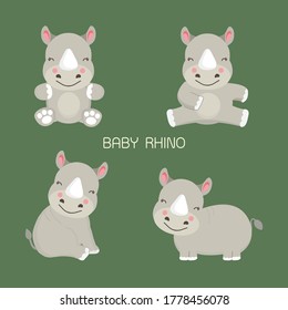 Cute Baby Rhinocerosv vector Illustration. 