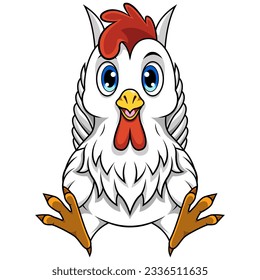 Cute baby rooster cartoon sitting 