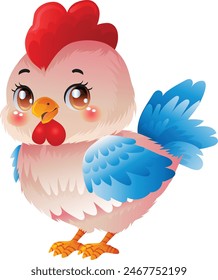 lindo bebé gallo granja animal dibujos animados personaje Ilustración vectorial eps 10 archivo