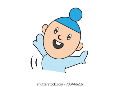 Cute Baby Sardar dancing. Vector Illustration. Isolated on white background.