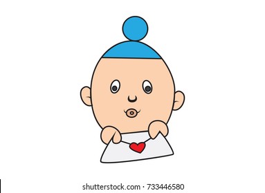 Cute Baby Sardar with a letter. Vector Illustration. Isolated on white background.