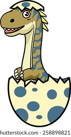 Cute Baby Sauropod Dinosaur Character Mascot in Vector Cartoon Illustration Design for kid, sticker, badge, patch, banner, greeting card