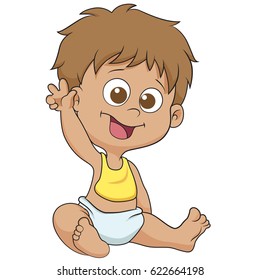 Cute baby say bye bye.vector and illustration.