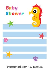cute baby seahorse baby shower card vector
