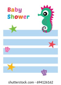 cute baby seahorse baby shower card vector