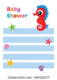 cute baby seahorse baby shower card vector