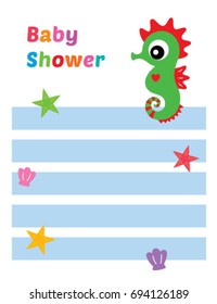 cute baby seahorse baby shower card vector