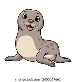 Cute baby seal cartoon on white background