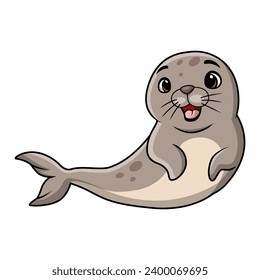 Cute baby seal cartoon on white background