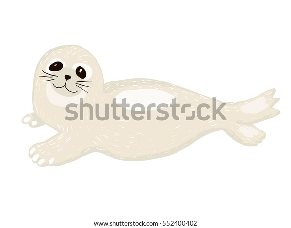 Cute Baby Seal Cartoonvector Illustration Isolated Stock Vector