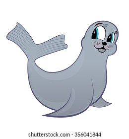 Cute baby seal. The friendly animal. Color