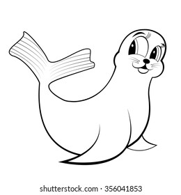 Cute baby seal. The friendly animal. line drawing 