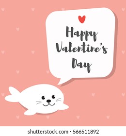 A Cute Baby Seal Pup/ Harp seal pup Vector illustration for Valentine's Day invitation card.