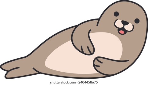Cute baby seal. Vector illustration isolated on a white background.