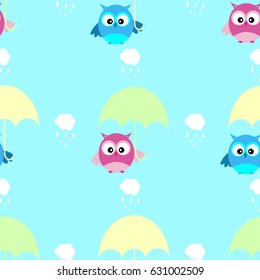 Cute baby seamless owl vector