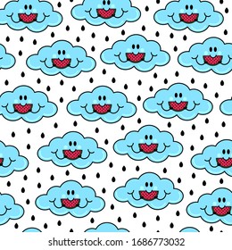 Cute baby seamless pattern. Cloud with watermelon.