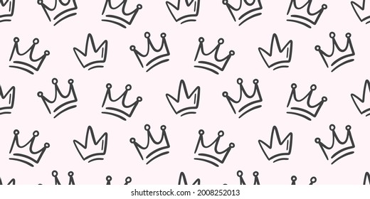 Típico patrón de bebé Seamless con coronas. Antecedentes giratorios, diseño de princesa pequeña para ropa de niñera y de niñas.