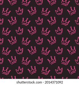 Cute baby Seamless pattern with crowns. Girlish background, Little princess design for nursery and kids girls apparel.