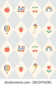 Cute baby seamless pattern design. Vector illustration.