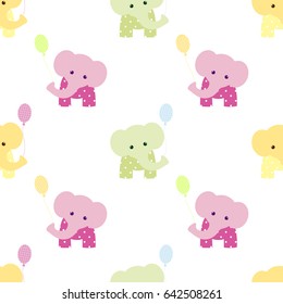 Cute baby seamless pattern elephant vector