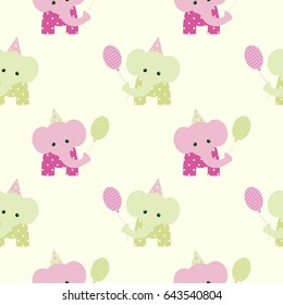Cute baby seamless pattern elephant vector