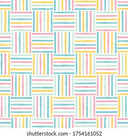 Cute baby seamless pattern. Hand drawn painted. Pretty stripes pastel colors. Geometric lines background. Brush stroke lines. Abstract grungy design for prints. Softly grunge line. Soft tones. Vector