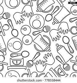 Cute baby seamless pattern, isolated line art decoration background.