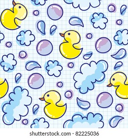 cute baby seamless pattern with soap bubbles