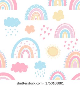 Cute baby seamless pattern Vector illustration 