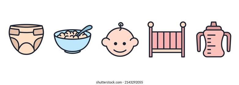 cute baby set icon symbol template for graphic and web design collection logo vector illustration