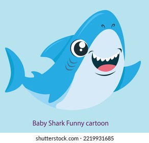 Cute baby shark cartoon illustration with bubbles. Design for baby and child.