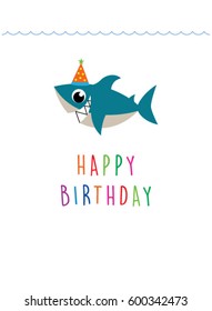 cute baby shark happy birthday greeting card