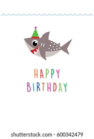 Cute Baby Shark Happy Birthday Greeting Card