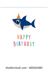 Cute Baby Shark Happy Birthday Greeting Card