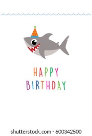 cute baby shark happy birthday greeting card