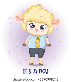 Cute baby Sheep it's a Boy vector