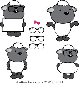cute baby sheep cartoon collection pack in vector format