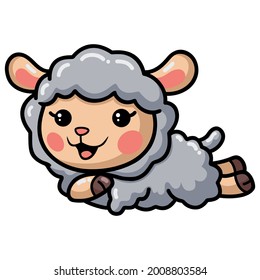 Cute baby sheep cartoon laying down