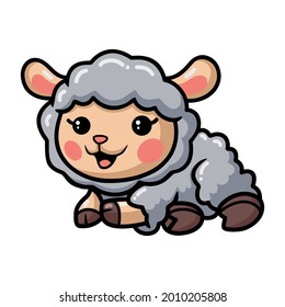 Cute baby sheep cartoon laying down