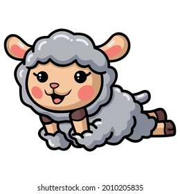 Cute baby sheep cartoon laying down