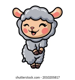 Cute baby sheep cartoon posing