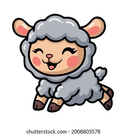 Cute baby sheep cartoon running