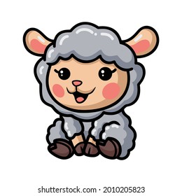 Cute baby sheep cartoon sitting