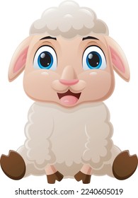 Cute baby sheep cartoon sitting