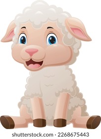 Cute baby sheep cartoon sitting