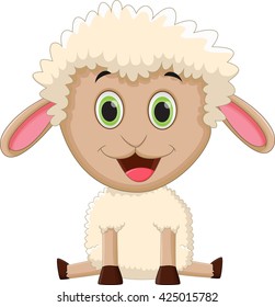 cute baby sheep cartoon sitting