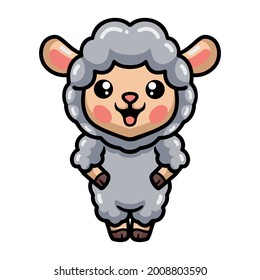 Cute baby sheep cartoon standing