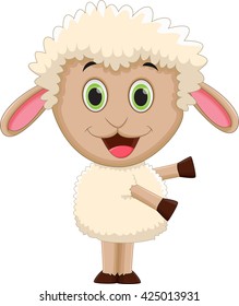 cute baby sheep cartoon waving