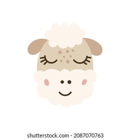Cute Baby Sheep face. Vector illustration.